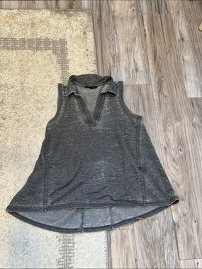 Jane and Delancey / Anthropologie Charcoal Gray Collared V-Neck Tank